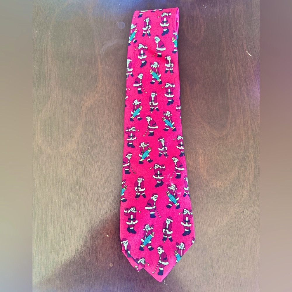 Noel Men’s Silk Tie Santa Golfing